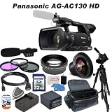 Panasonic AG-AC130 AVCCAM HD Handheld Camcorder With SSE Pro Kit: Includes - Wide Angle Lens, Telephoto Lens, Condenser Microphone, 32GB SDHC Memory Card, Card Reader, Pro Series Tripod, Replacement VW-VBG6 Battery, Rapid Charger, Professional Filter Kit, Ultra Durable Soft Carrying Case and much much more
