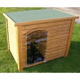 WOODEN DOG KENNEL X LARGE with Hinged Roof+ Waterproof Entrance