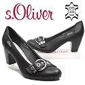 s.OLIVER, Damen Pumps mit Dekoschnalle, Decksohle aus echtem Leder, schwarz