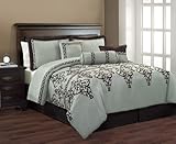 IMAGE OF 11Pcs Queen Beverly Chocolate and Sage Bed in a Bag Set