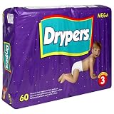 Drypers Mega Baby Diapers, Size 3, Case Pack, Four - 60 Count Packs (240 Diapers)