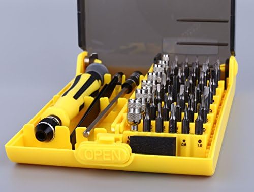 Rocclo 45 in 1 Professional Portable Opening Tool Compact Screwdriver Kit Set with Tweezers & Extension Shaft for Precise Repair or Maintenance
