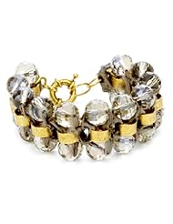 Lee Angel "Marti" Faceted Smokey Grey Glass and Henna Silk Bracelet