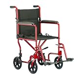 Invacare Aluminum Transport Chair 19 inch Perm Arm Footrest RED