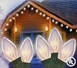 Set of 25 Transparent Clear C9 Christmas Lights - Green Wire
