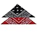 KENTAL 3pcs 2222 Inch 100% Cotton Bandanas Black/Red/Navy Blue Novelty Paisley Cowboy Party Bandanas W Gift Card