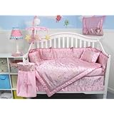 Pink Silky Butterfly Baby Crib Nursery Bedding Set 10 Pieces