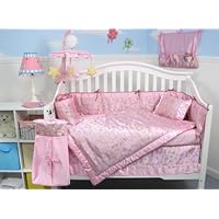 Pink Silky Butterfly Baby Crib Nursery Bedding Set 10 Pieces