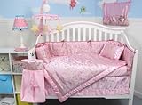Pink Silky Butterfly Baby Crib Nursery Bedding Set 10 Pieces