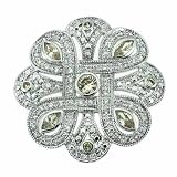 Celebrity Sterling Silver Simulated Diamond cz and Champagne cz Flower Pin