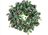 20 Traditional Variegated Holly Berry Artificial Christmas Wreath - Unlit