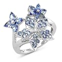 1.50 Carat Tanzanite & Sterling Silver Flower Ring - Size 7