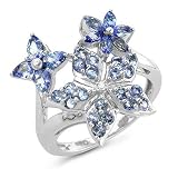 1.50 Carat Tanzanite and Sterling Silver Flower Ring - Size 7