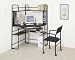 2pc Black Finish Metal Corner Fit Computer Desk/Workstation Table +Chair