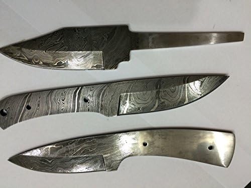 Macs Knife Club Handmade Damascus Hunting Knife - Beautiful Camping Knife, 9" Long With Blades Size Set Of 3 Blades -17031