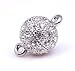 10mm 18K White Gold Plated Round Pave Magnetic Clasps set with Swarovski Crystal - Wholesale Price