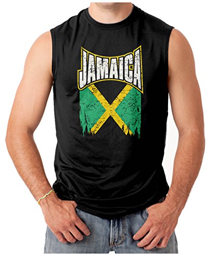 Distressed Jamaican Jamaica Flag Men's SLEEVELESS T-shirt Tee