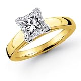 14K 1.50 Carat Princess Cut Solitaire Diamond Ring (G-H ; SI1-2)