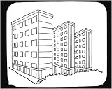 Mouse Pad with buildings, black and white, Michigan