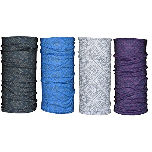 4 Count Double Dry Headwear ,Moisture Wicking Neck Gaiter, Bandana, Balaclava, Helmet Liner, Mask & More.