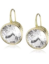 Ray Griffiths 18k Yellow Gold Large Round White Topaz Hook Earrings
