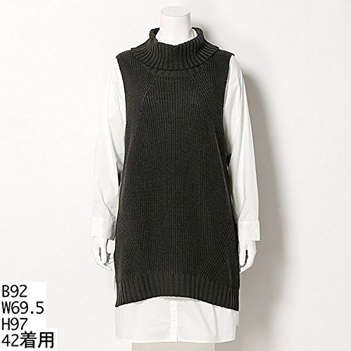 ローズティアラ（大きいサイズ）（Rose Tiara） 全2色【大きいサイズ】【42・46】シャツ付きオフタートルニットワンピース