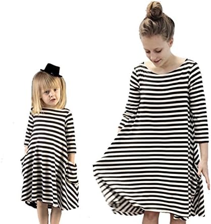 Mother or Daughter Stripe Cotton Long Sleeve Dress 130cm Stripe 2