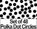 Set of 48 1 Black Circles Polka Dots Vinyl Wall Graphic Decals Stickers Set of 48 - 1