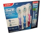 Oral-B CrossAction Battery-Powered Toothbrush, Pack of 3, Plus Two Extra Replacement Brush Heads (Colors may vary) - Soft