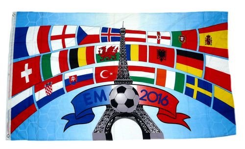 Fahne / Flagge EM 2016 Frankreich Teilnehmer 90 x 150 cm