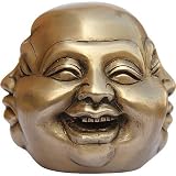 Brass Buddha Statue Collectibles 4 Face Sculpture Laughing, Smiling, Angry and Sad 10.16 x 10.16 x 10.16 cmsby DakshCraft