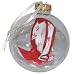 ArtisanStreet's Red & White Cowboy Boot Ornament. Hand Painted Glass Ball Ornament. One of a Kind.