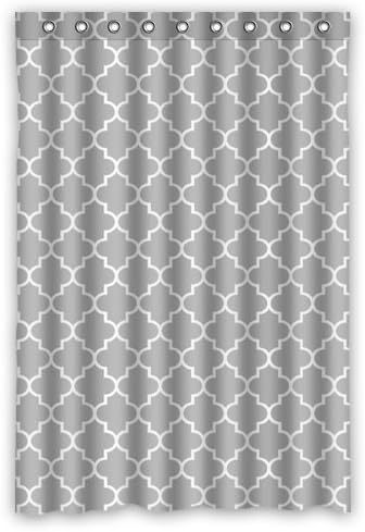 Gray White Moroccan Trellis, Latticework Shower Curtains Polyester Fabric Waterproof 48" x 72"