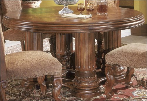 AICO 53001-24 Monte Carlo Round Wood Dining Table in Classic Pecan