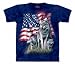 The Mountain Mens Wolf Flag Short Sleeve Tee, Blue, Large