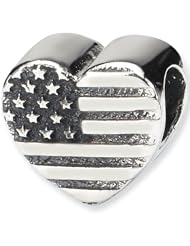 Reflection Beads Silver Flag Heart Travel Bead
