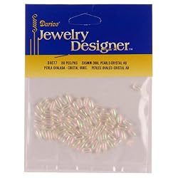 3x6mm Loose Oval Pearls, Crystal, 80 Pc Pkg (1 Pack)