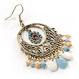 51XRGofExCL. SL160  Romantic Vintage Chandelier Earrings (Blue, Beige&White)