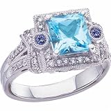 14Kt White Gold Stylish Heirloom Swiss Blue Topaz Ring