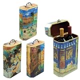 Picnic Time Assorted Print Wooden Wine Box Holds 2 Bottles