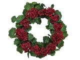 Melrose Red Geranium Wreath, 20-Inch Deep