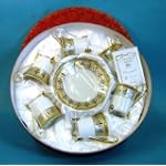 12 Pc Fleur-de-lis Fine Porcelain Espresso/tea Cup and Saucer Footed Set -- 2.5 Fl. Oz