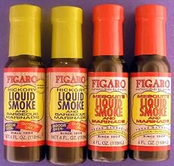 Figaro Hickory (2) & Mesquite (2) Liquid Smoke and Barbecue Marinade TWO BOTTLES OF EACH (4 oz each)