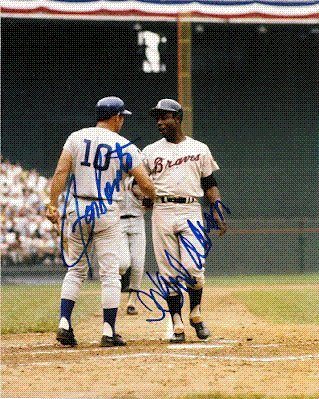 Hank Aaron And Ron Santo Autographed/Hand Signed Atlanta Braves & Chicago Cubs- ...