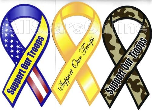Support Our Troops Car or Kitchen Ribbon Magnet - Set of 3 Different