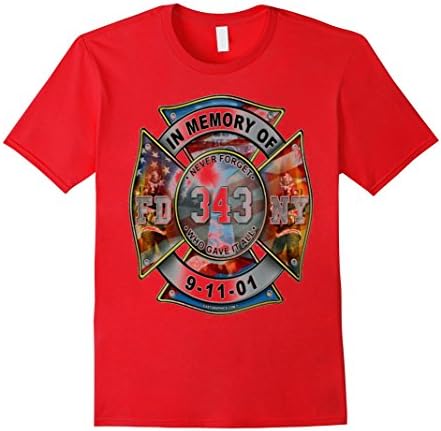Men's FDNY September 11th - NEVER FORGET 343 shirt 2XL Red