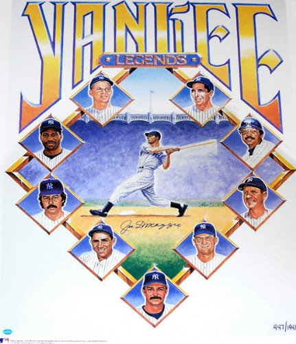 Joe DiMaggio New York Yankees - Legends - Autographed 25x32 Lithograph by Ron Lewis