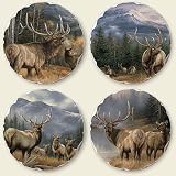 Mountain Meadows Elk Assorted Tumbled Stone Coaster Set of 4, Highland Graphics