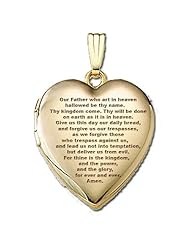 Solid 14K Yellow Gold "Lords Prayer" Locket 3/4 inch x 3/4 inch in Solid 14K Yellow Gold