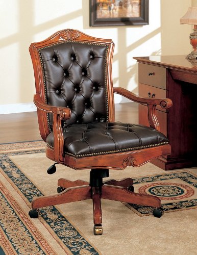 Classic Tufted Nailhead Trim Leather Home Office Chair
